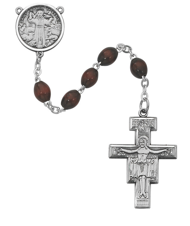 4x6mm San Damiano Rosary with Pewter Crucifix R169ASF