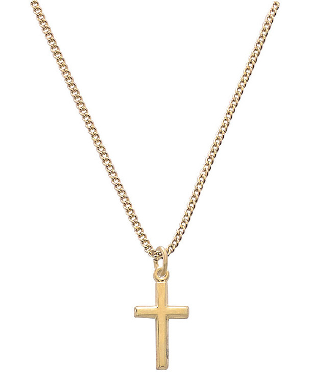 Gold over Sterling Silver Baby Cross on 13" Chain J6099B