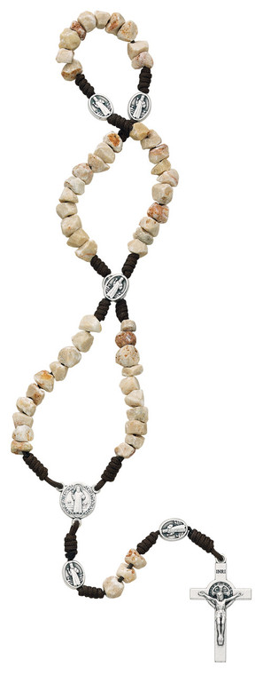 St. Benedict Stone Bead Cord Rosary P227C