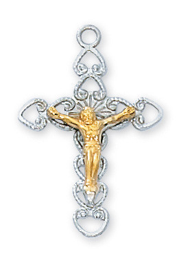 Sterling Silver Two Tone Corpus Crucifix on 18" Chain L6086