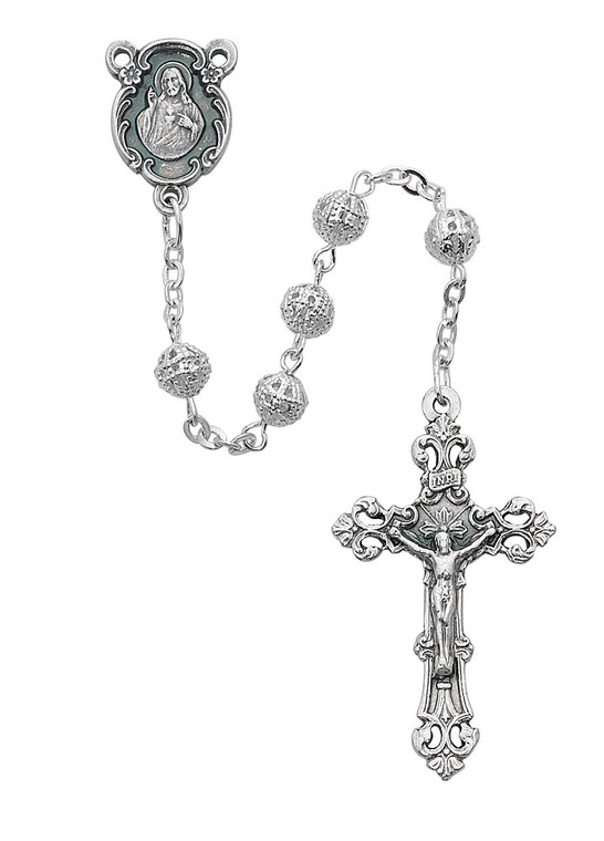 6mm Silver Filigree Bead Rosary 808SF