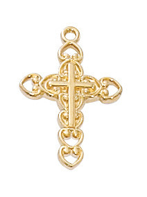 Gold over Sterling Silver Baby Cross on 13" Chain J8002B