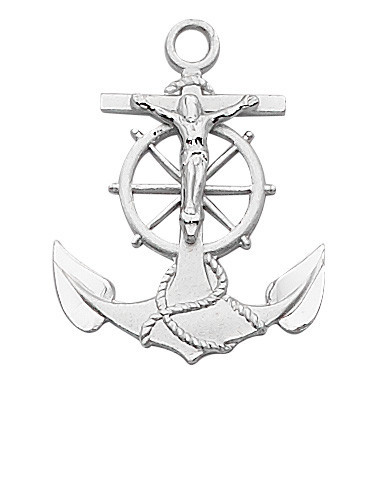 Sterling Silver Anchor Crucifix on 24" Chain L422