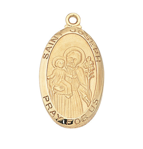 Gold over Sterling Silver St. Joseph Medal on 24" Chain J550JS