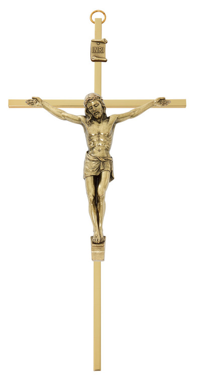 10" Gold Brass Wall Crucifix 80-216