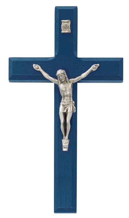 6.75" Navy Blue Wood Wall Crucifix 79-39