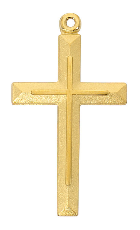 Gold over Sterling Silver Cross on 24" Chain J9225
