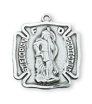 St. Florian Sterling Silver Medal on 18" Chain L424