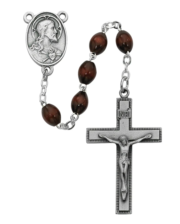 4x6mm Brown Wood Bead Rosary R287DF