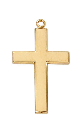 Gold over Pewter Cross on 24" Chain H7024