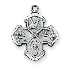 Sterling Silver Baby 4-Way Medal on 13" Chain L28BT
