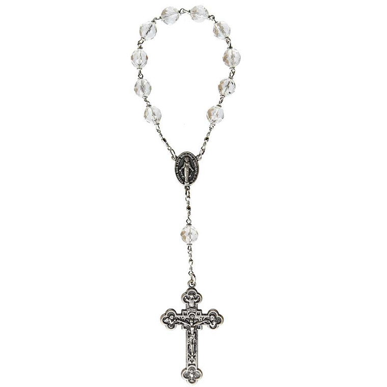 8mm Clear Crystal One Decade Rosary, CR118