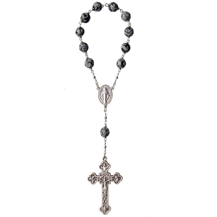 7mm Snowflake Obsidian One Decade Rosary, R1717