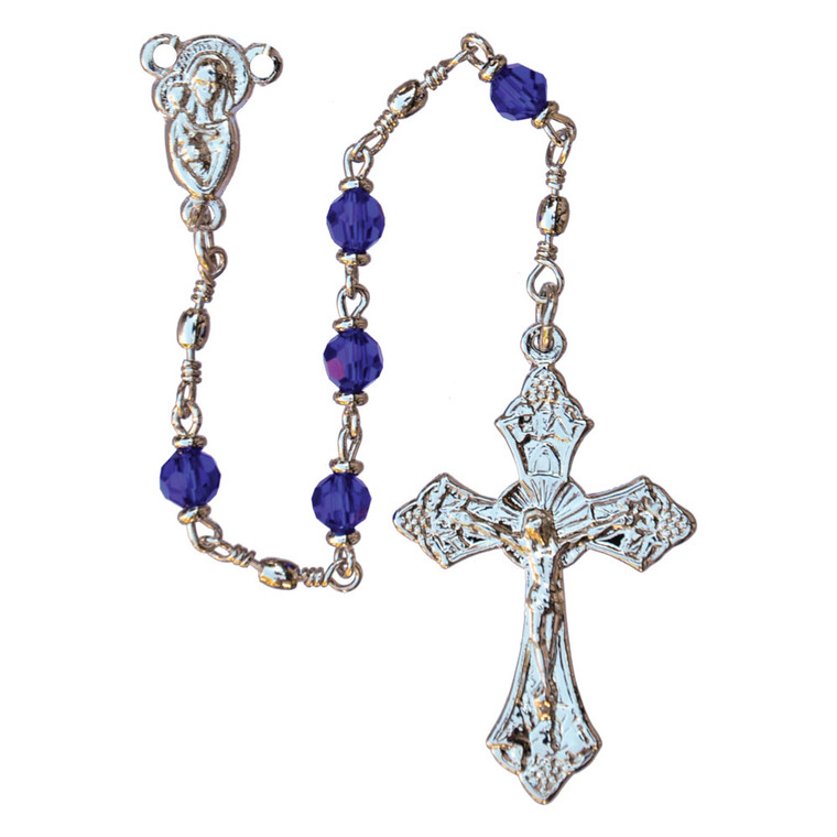 4mm Blue Crystal Rosary, R1754