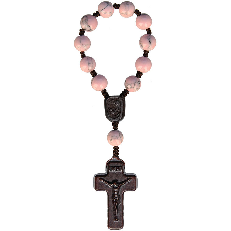8mm Rhodonite and Jujube Wood One Decade Rosary, R4318