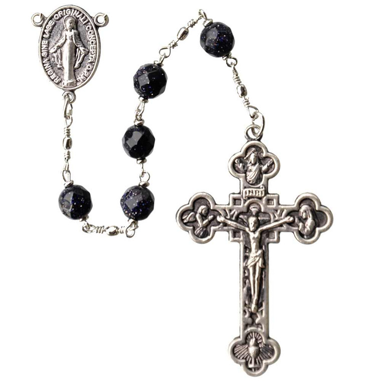 7mm Blue Goldstone Rosary, R957