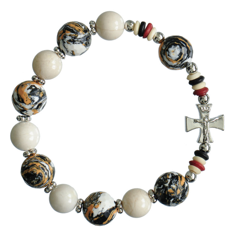 Rosary Bracelet with 10mm/12mm Brown Gemstone Beads, RBA73