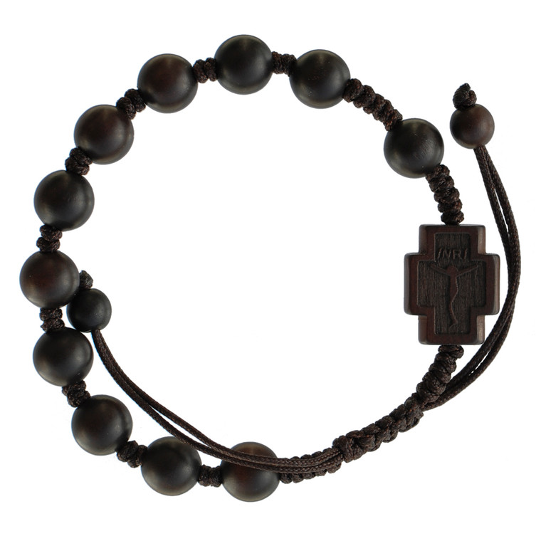 Adjustable Rosary Bracelet with 8mm Jujube Wood Beads, RBS2L