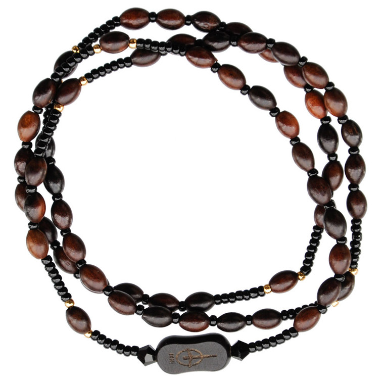 4mm Oval Jujube Wood Twisting Rosary Bracelet, RBS4D
