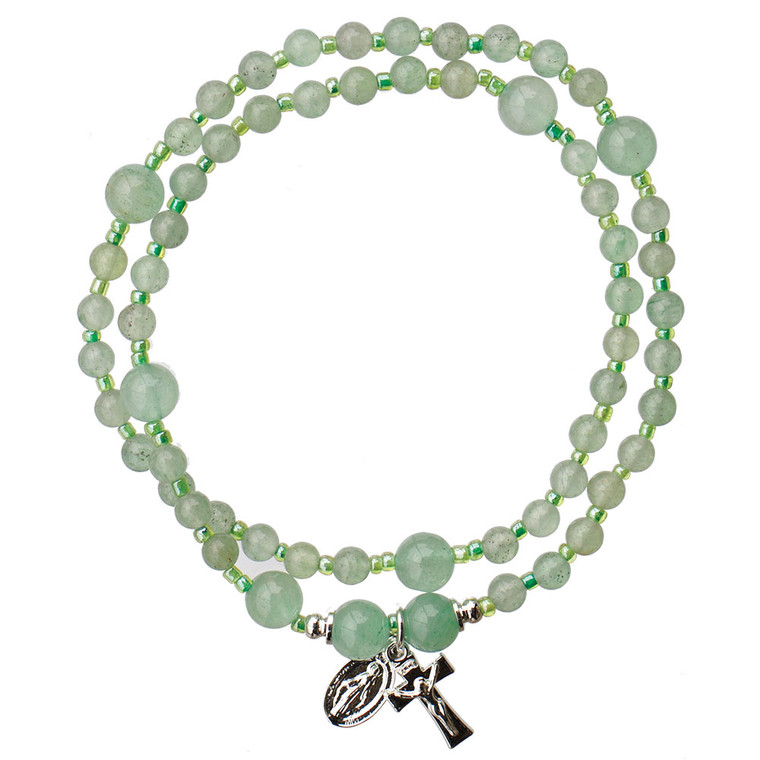 4mm Genuine Green Jade Twist Rosary Bracelet, RBS73