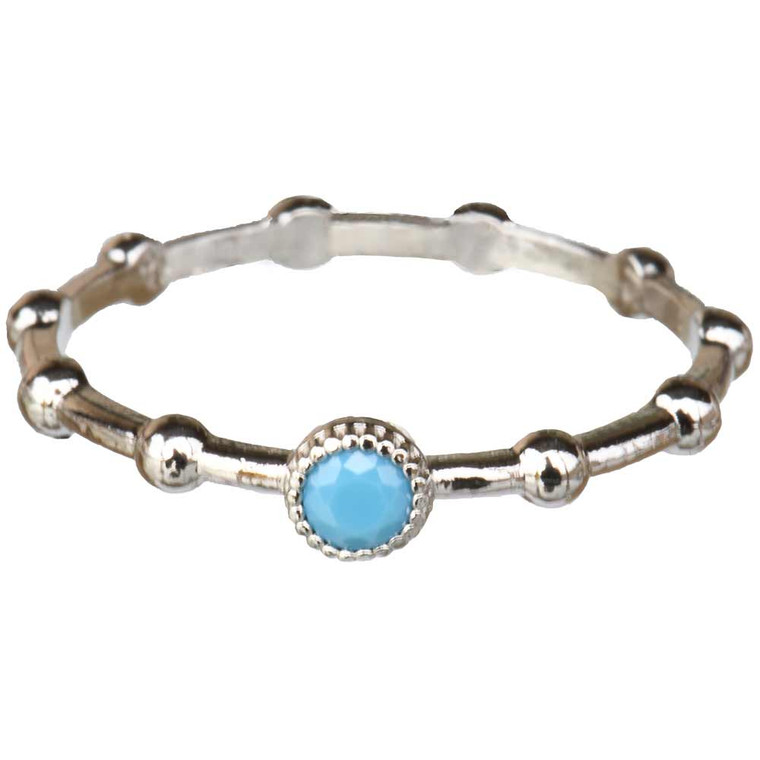 Sterling Silver December Birthstone Rosary Ring with Cubic Zirconia, RRDEC