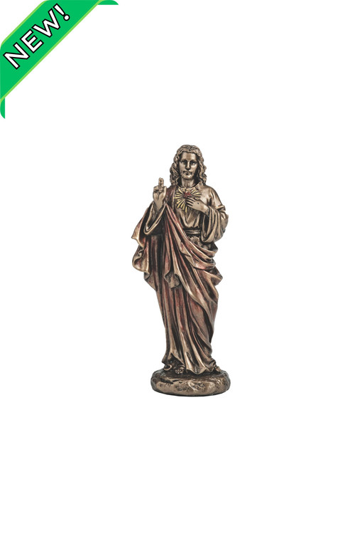 Sacred Heart of Jesus Statue in Cold Cast Bronze 3.5" SR-78661