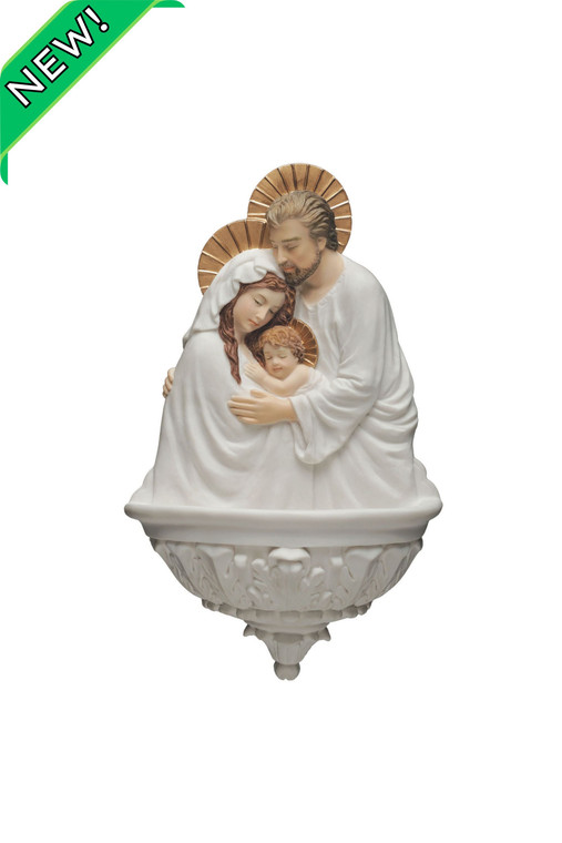 Holy Family Font in White/Hand Painted Features 9" SR-75428-WG