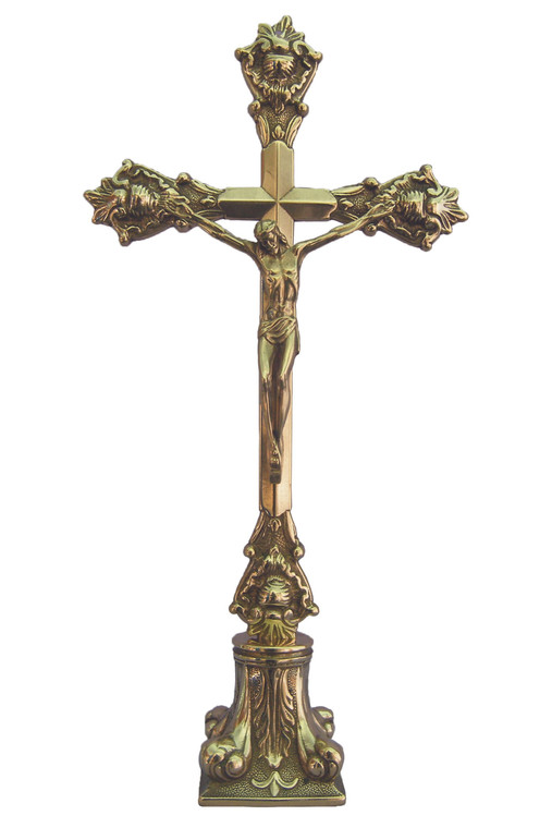 Standing Crucifix in Shiny Brass 15.75" 1217-L