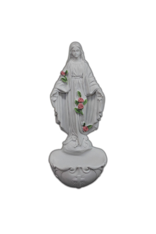 Lady of Grace Holy Water Font in White 8.5" MA-484-R