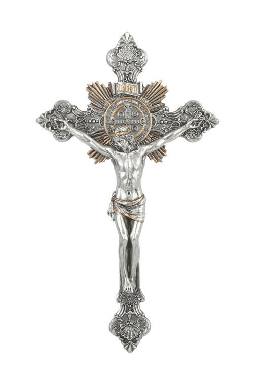 St. Benedict Crucifix in Pewter Style 14" SR-76590-PE