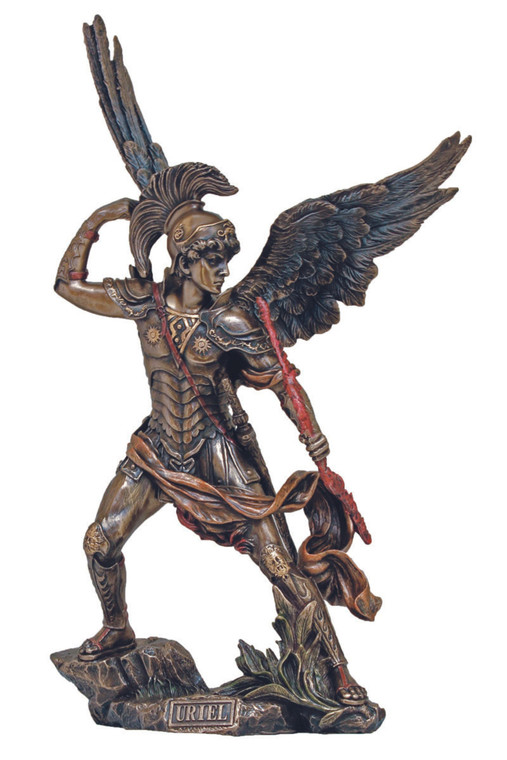 Archangel Uriel Statue in Cold Cast Bronze 13.25" SR-74699