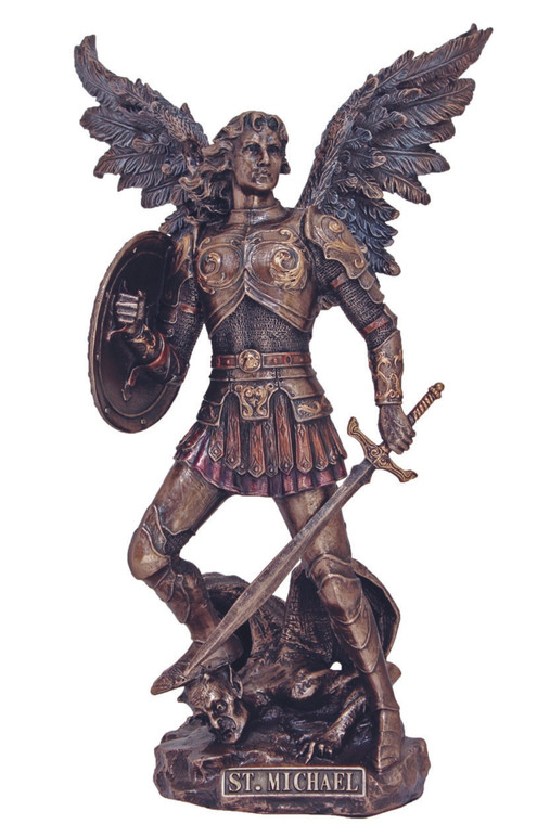 Archangel Michael Statue in Cold Cast Bronze 12.75" SR-74700