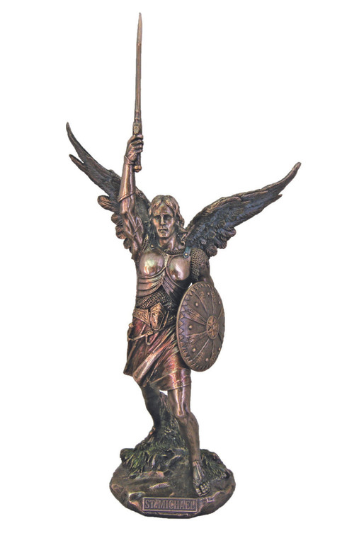 St. Michael without Devil Statue in Cold Cast Bronze 14" SR-75889