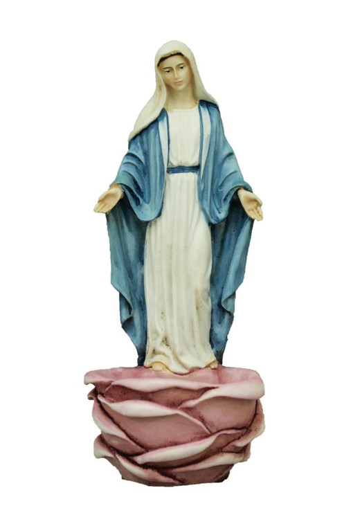 Standing/Hanging Lady of Grace Font in Color With Pink Bowl 6" P-4002-PK