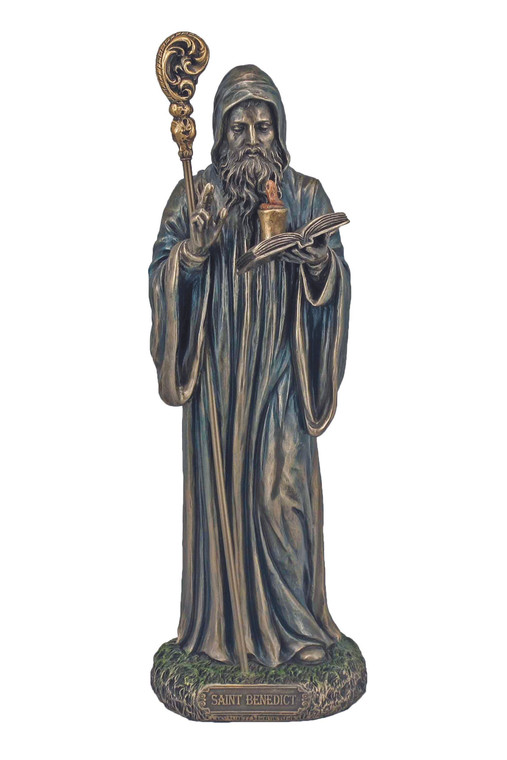St. Benedict Statue in Cold Cast Bronze 8" SR-76125