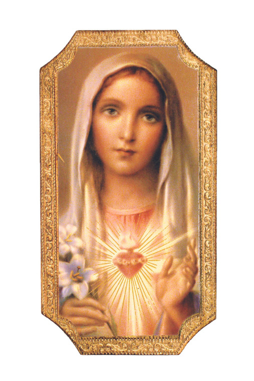 Immaculate Heart of Mary Florentine Plaque 4.75x9" L-272