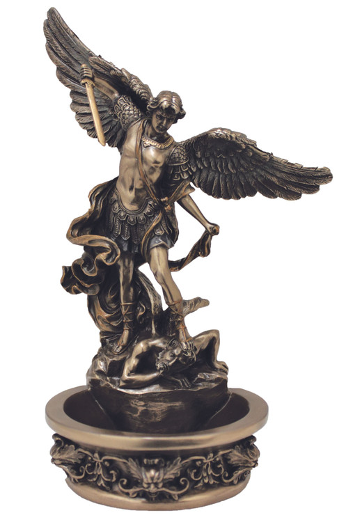 Standing/Hanging St. Michael Font in Cold Cast Bronze 8" SR-76788
