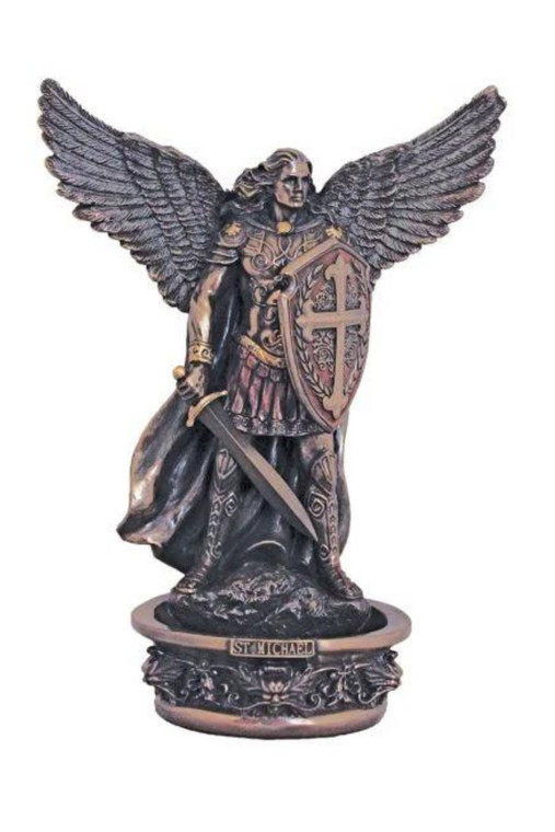 Standing/Hanging St. Michael Font in Cold Cast Bronze 8.5" SR-78023