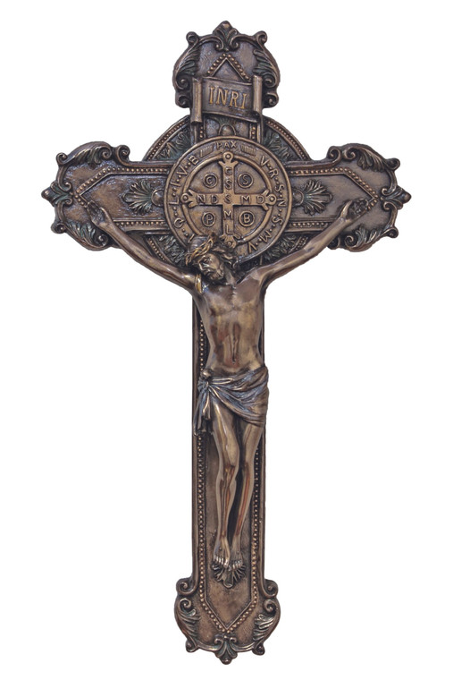 St. Benedict Crucifix in Cold Cast Bronze 11" SRA-BEN10