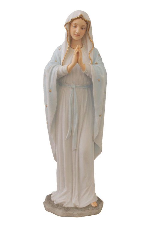 Praying Virgin Statue in White with Gold 11.75" SR-74504-WG