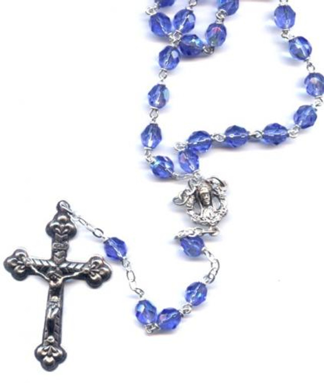 Aurora Borealis Glass Bead  Rosary