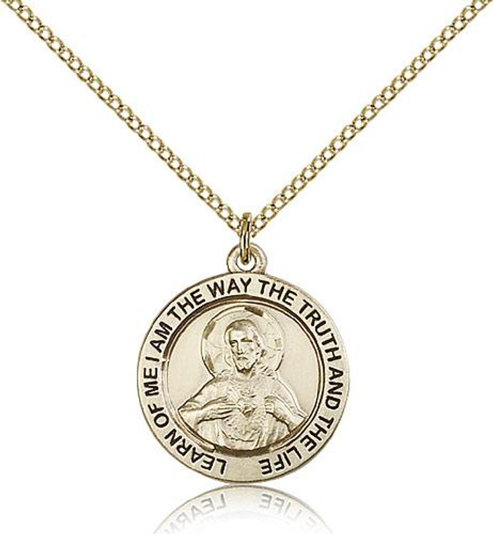 Gold Filled Scapular Medal, GF Lite Curb Chain, 3/4" x 3/4"