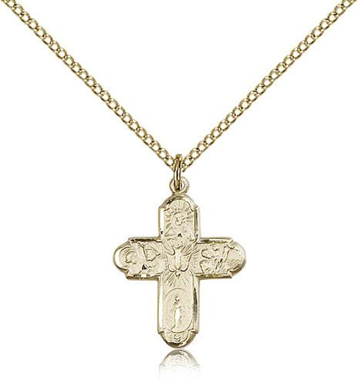 Gold Filled 5-Way Pendant, Gold Filled Lite Curb Chain, 3/4" x 5/8"
