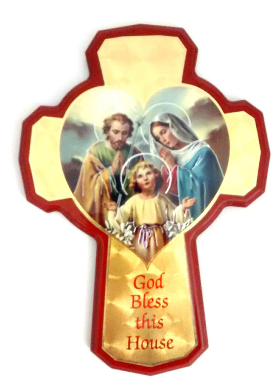 Holy Family-- God Bless this House - Wall Mounting Cross