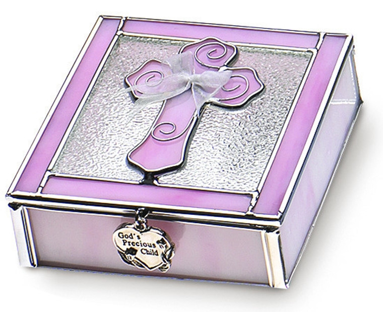 Pink Enamel Girl Keepsake Baptism Box N1803PK