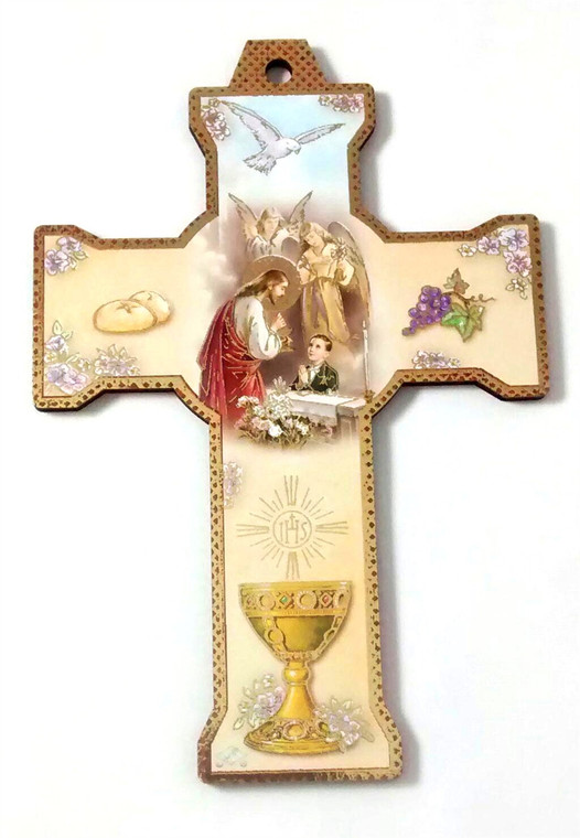 First Holy Communion Plaque Cross for Boy N2127B