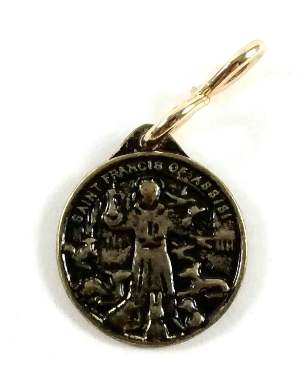 Large Brass Saint Francis Pet Medal BK-P8364G