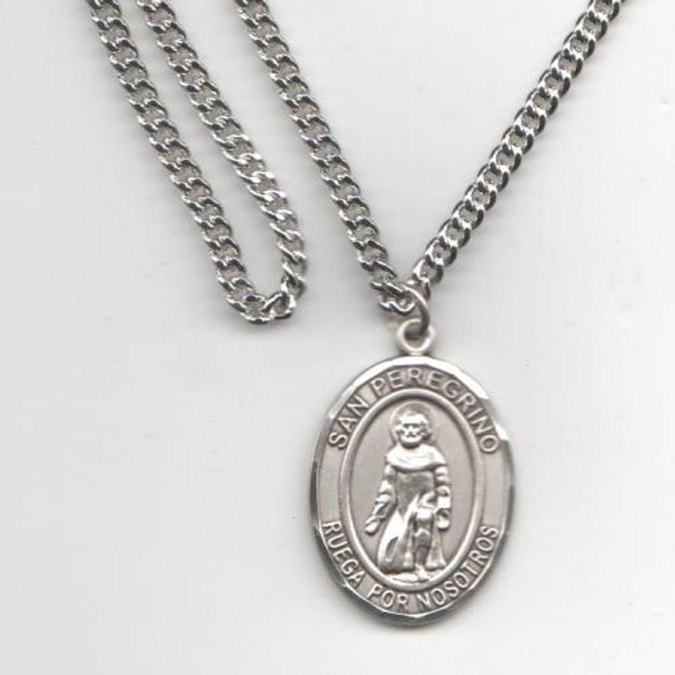 San Peregrino - Medalla Grande de Plata de Esterlina, 1" Forma Ovulo