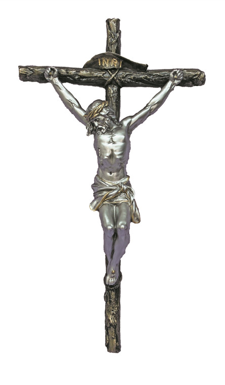 Crucifix Cold Cast Bronze Cross Pewter Corpus 16inch