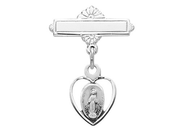 Sterling Silver Miraculous Medal Baby Pin 436L